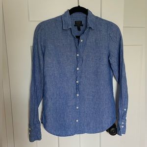 J.Crew Linen Button Down Long-Sleeve Shirt | Size:0